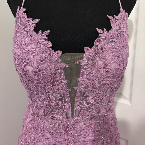 Elegant Lace Pink Prom / Honecoming Dress - Picture 2 of 14